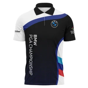 Polo Shirt Cleveland Golf BMW PGA Championship Black Background Halftone Blue Red HOBMW110724A01CLEPL