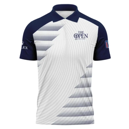 Rolex 152nd Open Championship Blue White Line Pattern Zipper Polo Shirt All Over Prints HOTOP280624A02ROXZPL