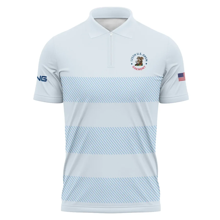 Zipper Polo Shirt Ping 125th US Open Championship Light Blue Background Line Blue HOUSG120724A02PIZPL