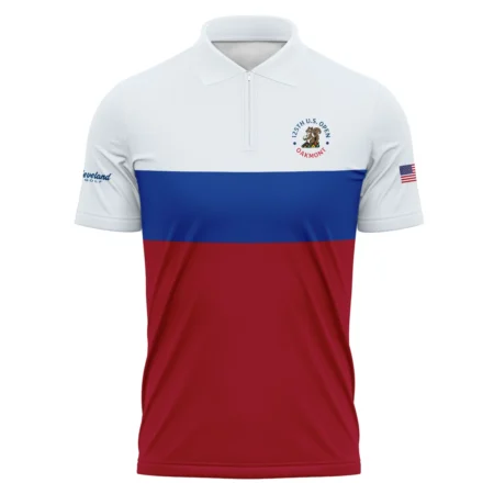 Zipper Polo Shirt Cleveland Golf 125th US Open Oakmont Blue Red Very Pale Blue Pattern HOUSG130724A01CLEZPL