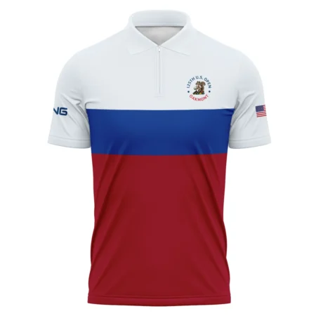 Zipper Polo Shirt Ping 125th US Open Oakmont Blue Red Very Pale Blue Pattern HOUSG130724A01PIZPL