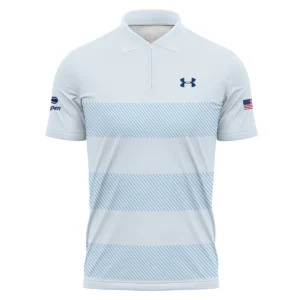 US Open Tennis Light Blue Background Line Under Armour Vneck Polo Shirt Style Classic