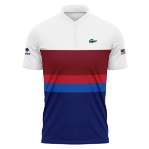 Lacoste US Open Tennis White Blue Red Pattern Polo Shirt Style Classic