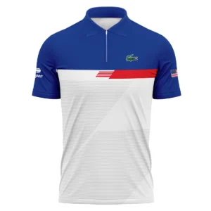 Lacoste US Open Tennis Blue Red White Line Pattern Polo Shirt Style Classic