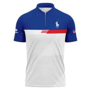 Ralph Lauren US Open Tennis Blue Red White Line Pattern Vneck Polo Shirt Style Classic