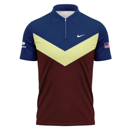 Nike US Open Tennis Blue Red Yellow Background Zipper Polo Shirt Style Classic