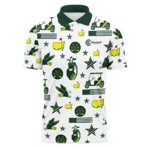 Golf Pattern Green Cleveland Golf Masters Tournament Vneck Polo Shirt All Over Prints  QTMT180724A1CLZVPL