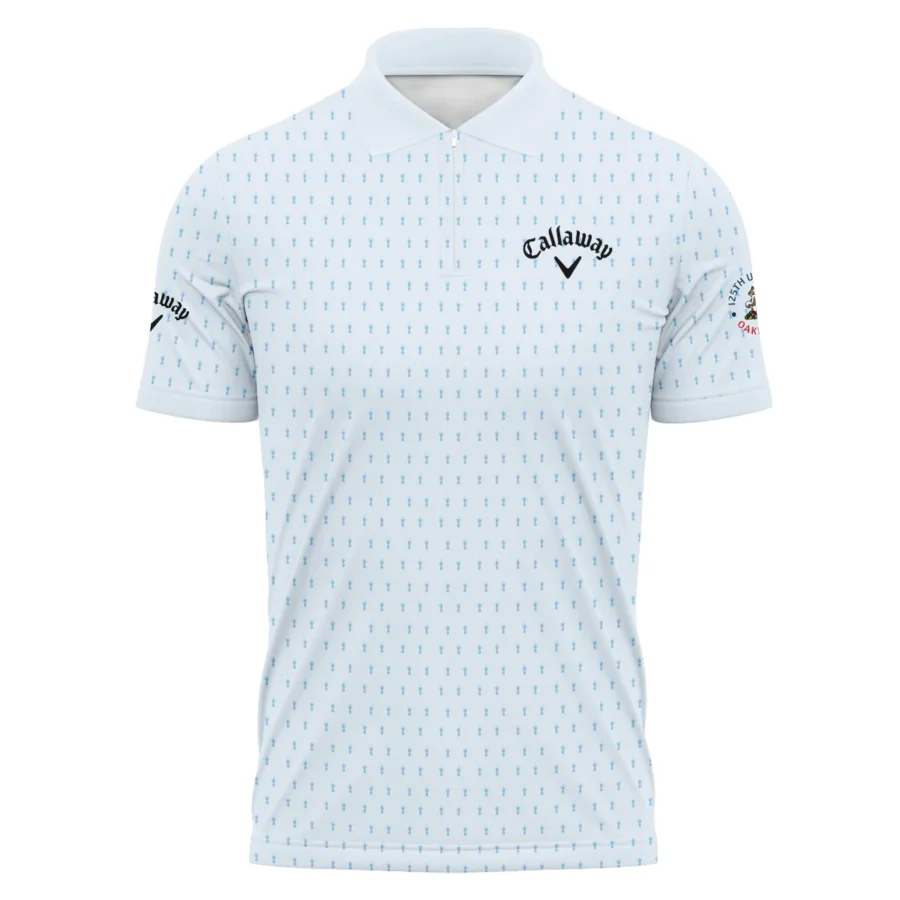 Special Release Light Blue Callaway 125th U.S. Open Oakmont Zipper Polo Shirt All Over Prints QTUSM8724A2CLWZPL