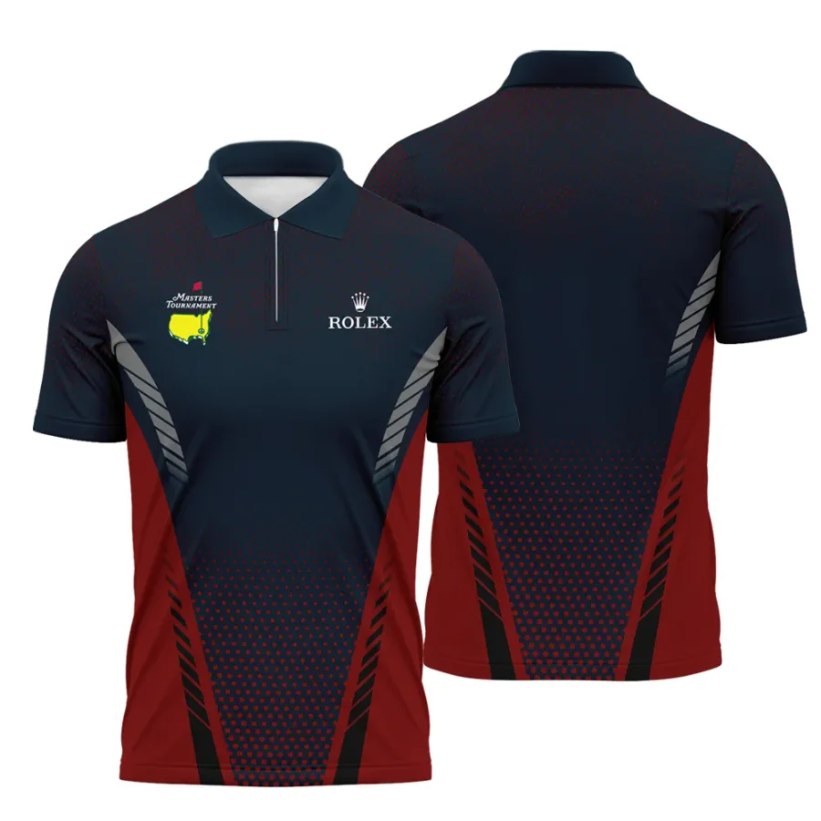 Collab Release Dark Blue Red Rolex Masters Tournament Zipper Polo Shirt All Over Prints BLMT220724A2ROXZPL