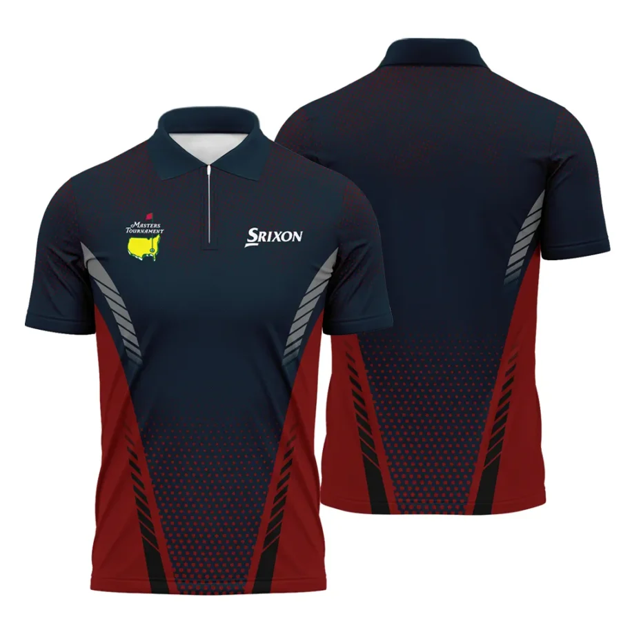 Collab Release Dark Blue Red Srixon Masters Tournament Zipper Polo Shirt All Over Prints BLMT220724A2SRIZPL