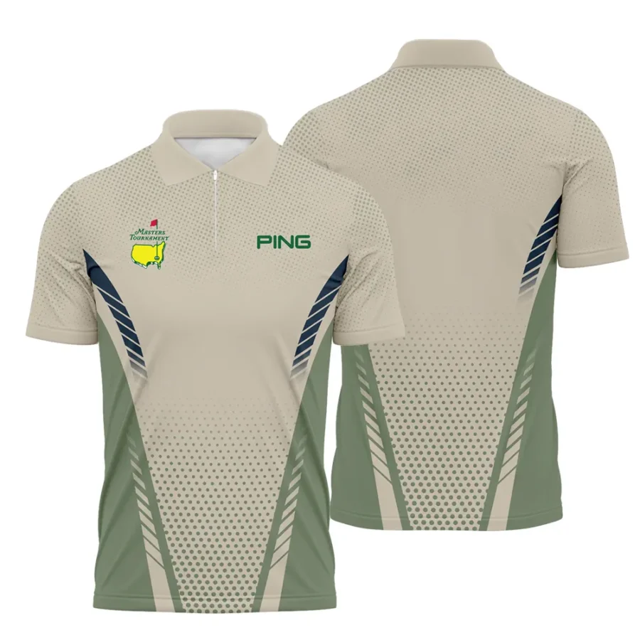 Collab Release Tan Green Ping Masters Tournament Zipper Polo Shirt All Over Prints BLMT220724A3PIZPL