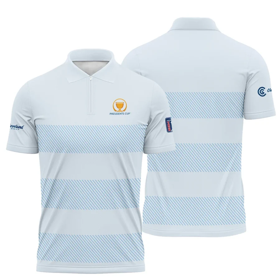 Zipper Polo Shirt Cleveland Golf Presidents Cup Light Blue Background Line Blue HOPDC120724A01CLEZPL