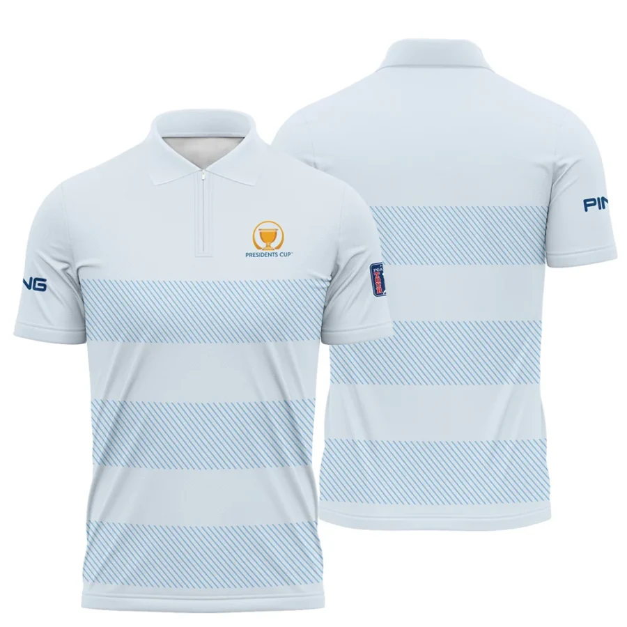 Zipper Polo Shirt Ping Presidents Cup Light Blue Background Line Blue HOPDC120724A01PIZPL