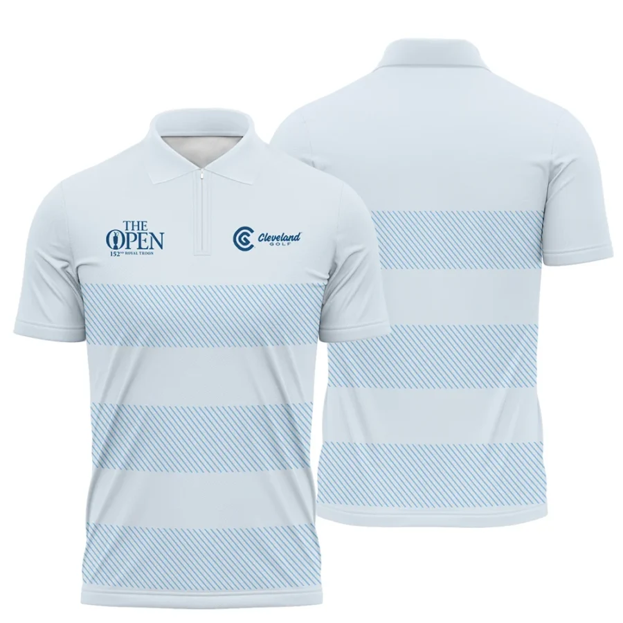 Special Release Cleveland Golf 152nd Open Championship Light Blue Background Line Pattern Zipper Polo Shirt All Over Prints HOTOP100724A01CLEZPL