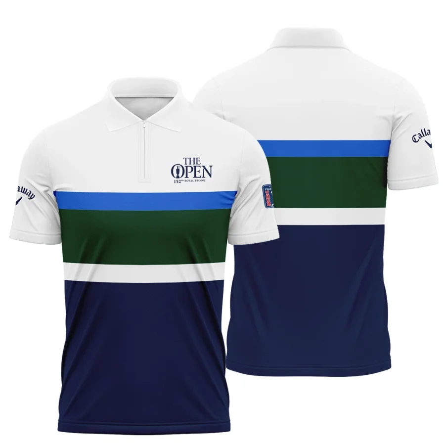 White Blue Green Background Callaway152nd Open Championship Zipper Polo Shirt All Over Prints HOTOP270624A01CLWZPL