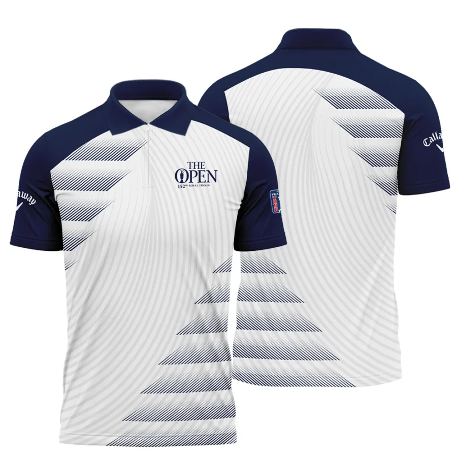 Callaway 152nd Open Championship Blue White Line Pattern Zipper Polo Shirt All Over Prints HOTOP280624A02CLWZPL