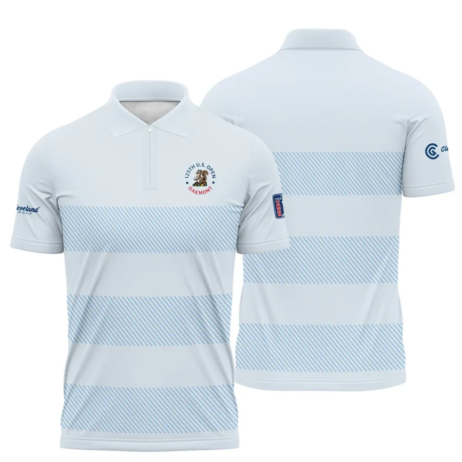 Zipper Polo Shirt Cleveland Golf 125th US Open Championship Light Blue Background Line Blue HOUSG120724A02CLEZPL