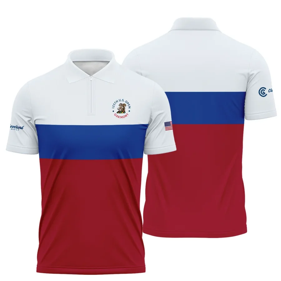 Zipper Polo Shirt Cleveland Golf 125th US Open Oakmont Blue Red Very Pale Blue Pattern HOUSG130724A01CLEZPL