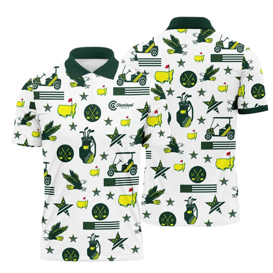 Golf Pattern Green Cleveland Golf Masters Tournament Zipper Polo Shirt All Over Prints QTMT180724A1CLZPL