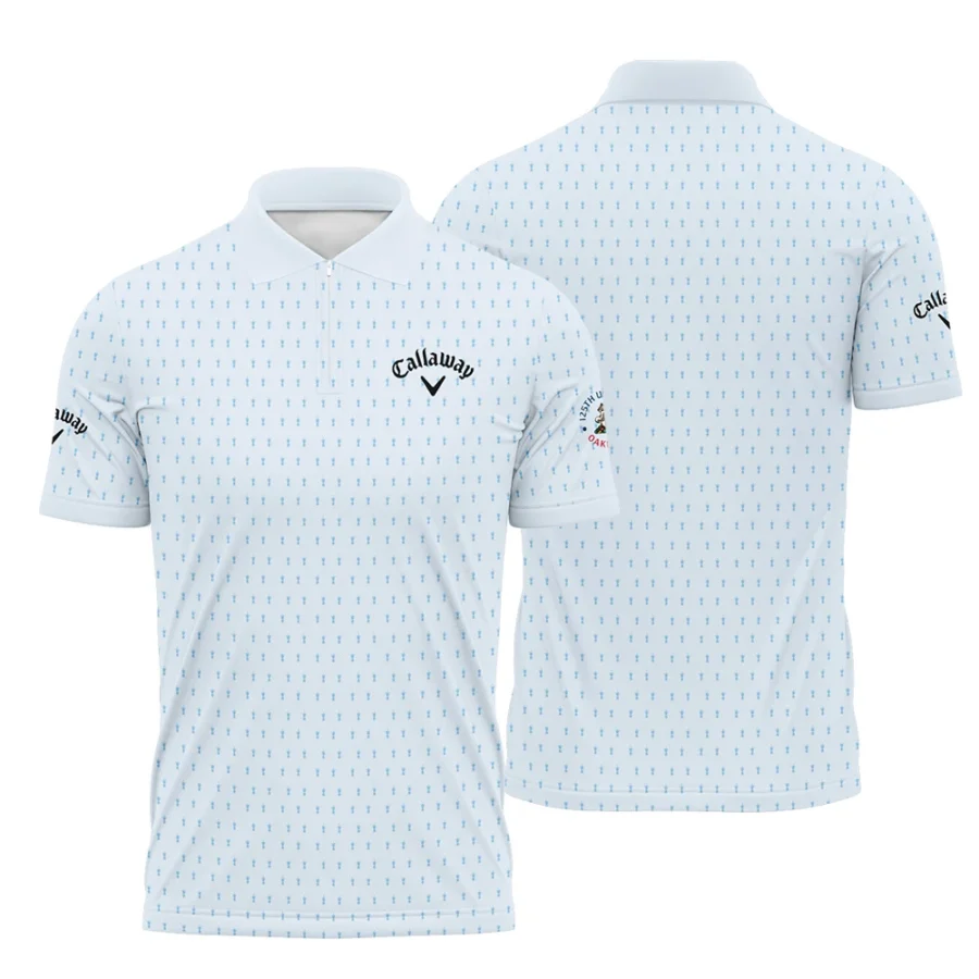 Special Release Light Blue Callaway 125th U.S. Open Oakmont Zipper Polo Shirt All Over Prints QTUSM8724A2CLWZPL