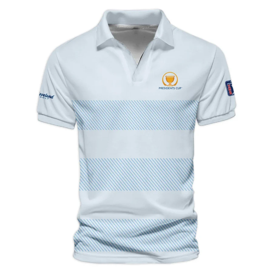 V-neck Polo Shirt Cleveland Golf Presidents Cup Light Blue Background Line Blue HOPDC120724A01CLEZVPL