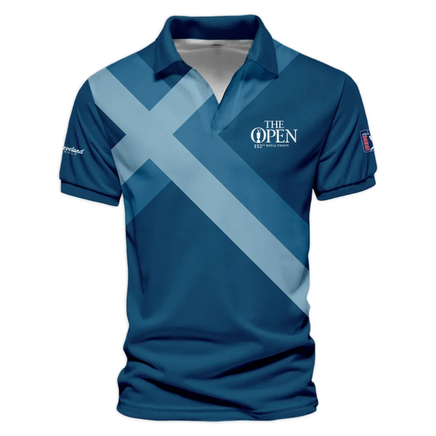 Special Release Cleveland Golf 152nd Open Championship Slightly Desaturated Blue Background Vneck Polo Shirt All Over Prints  HOTOP080724A01CLEZVPL