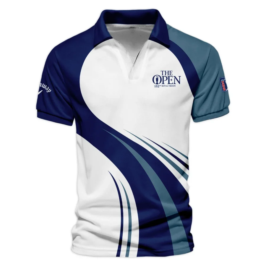 Callaway 152nd Open Championship White Mostly Desaturated Dark Blue Performance Vneck Polo Shirt All Over Prints  HOTOP270624A02CLWZVPL