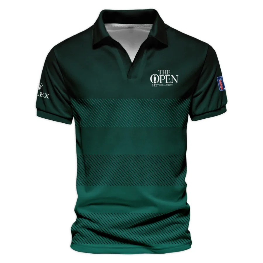 152nd Open Championship Rolex Dark Green Gradient Line Pattern Vneck Polo Shirt All Over Prints  HOTOP280624A01ROXZVPL