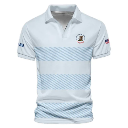 V-neck Polo Shirt Ping 125th US Open Championship Light Blue Background Line Blue HOUSG120724A02PIZVPL