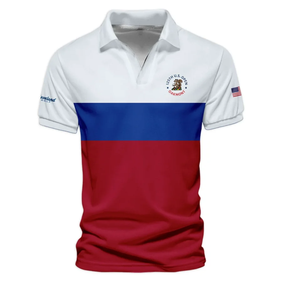 V-neck Polo Shirt Cleveland Golf 125th US Open Oakmont Blue Red Very Pale Blue Pattern HOUSG130724A01CLEZVPL