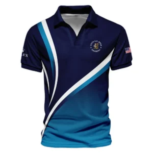 125th US Open Oakmont Zipper Polo Shirt Rolex Dark Blue Gradient White Background HOUSG130724A02ROXZPL