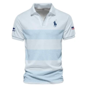 US Open Tennis Light Blue Background Line Ralph Lauren Zipper Polo Shirt Style Classic