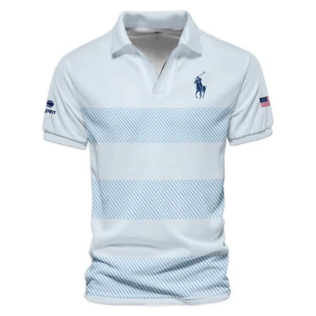 US Open Tennis Light Blue Background Line Ralph Lauren Vneck Polo Shirt Style Classic