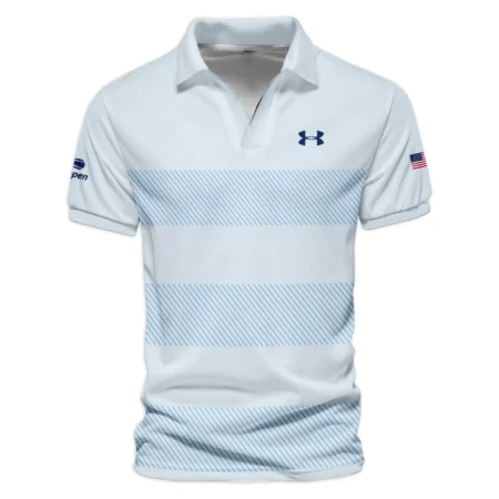 US Open Tennis Light Blue Background Line Under Armour Vneck Polo Shirt Style Classic