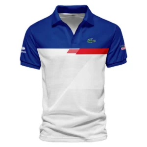 Lacoste US Open Tennis Blue Red White Line Pattern Hoodie Shirt Style Classic