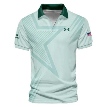 US Open Tennis Under Armour Green Pastel Background Star Line Pattern Vneck Polo Shirt Style Classic