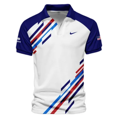 US Open Tennis Nike White Blue Red Line Color Background Vneck Polo Shirt Style Classic