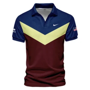 Nike US Open Tennis Blue Red Yellow Background Zipper Polo Shirt Style Classic