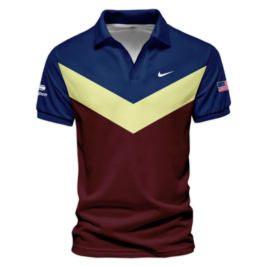 Nike US Open Tennis Blue Red Yellow Background Vneck Polo Shirt Style Classic