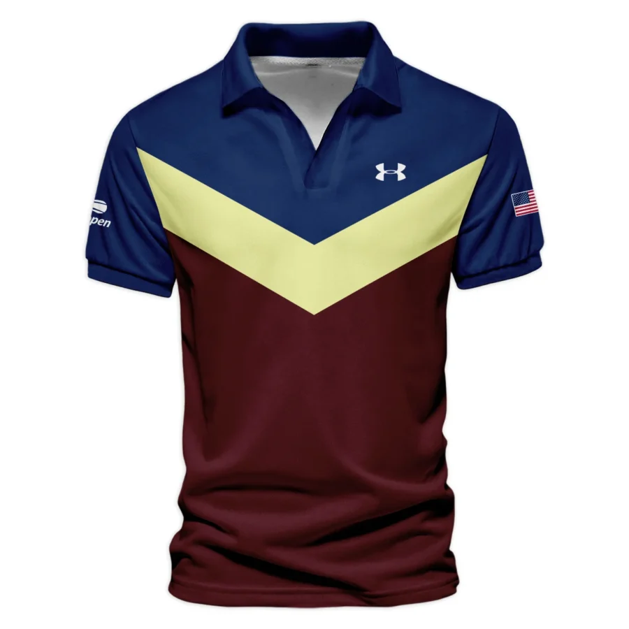 Under Armour US Open Tennis Blue Red Yellow Background Vneck Polo Shirt Style Classic