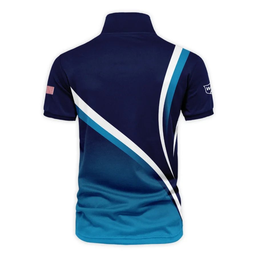 125th US Open Oakmont V-neck Polo Shirt Wilson Staff Dark Blue Gradient White Background HOUSG130724A02WSZVPL