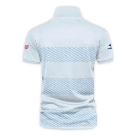 US Open Tennis Light Blue Background Line Lacoste Vneck Polo Shirt Style Classic