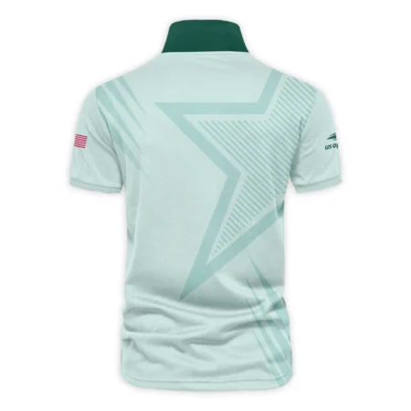 US Open Tennis Adidas Green Pastel Background Star Line Pattern Vneck Polo Shirt Style Classic