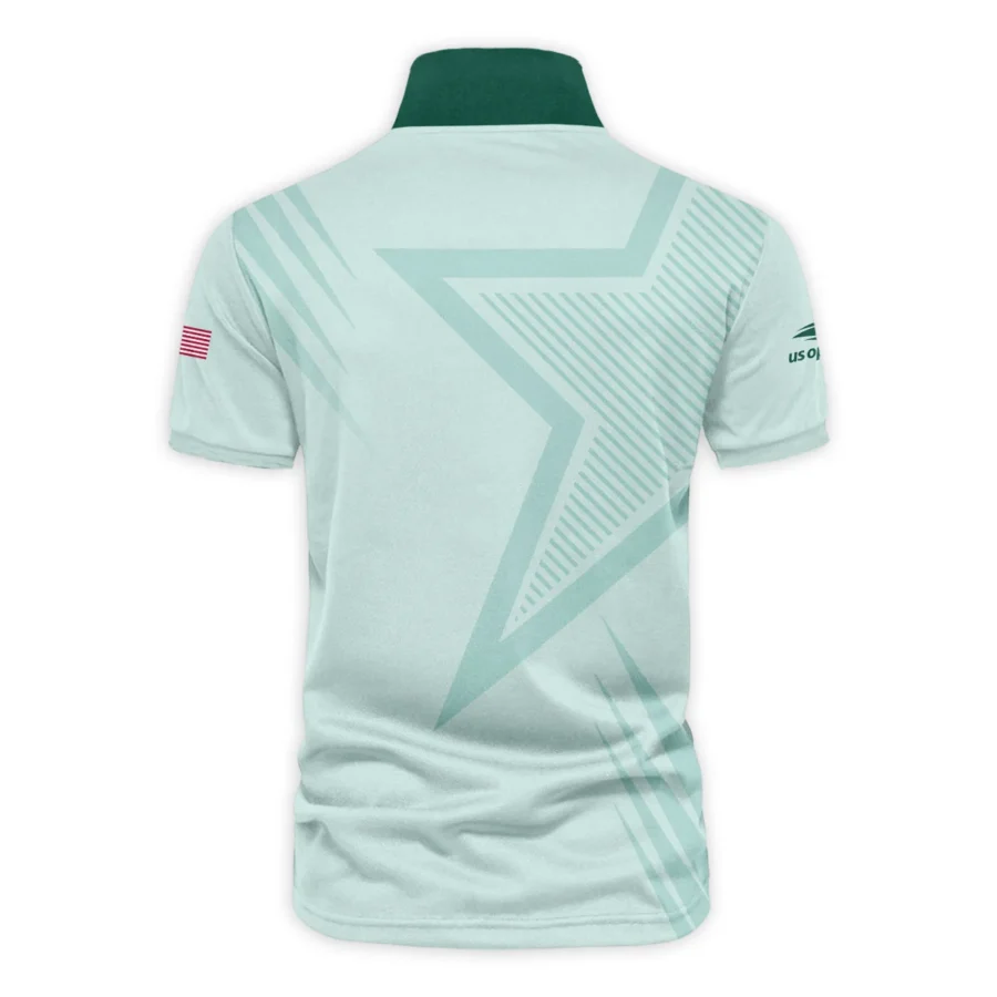 US Open Tennis Nike Green Pastel Background Star Line Pattern Vneck Polo Shirt Style Classic