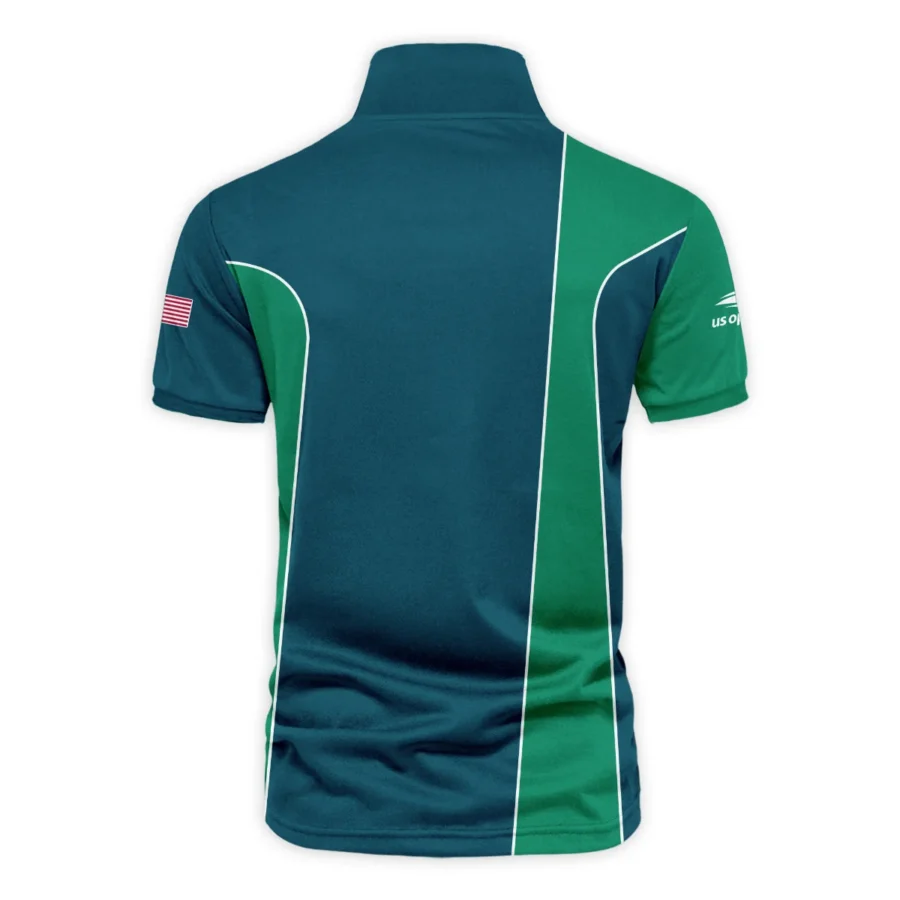 Very Dark Cyan Green Background US Open Tennis Adidas Vneck Polo Shirt Style Classic