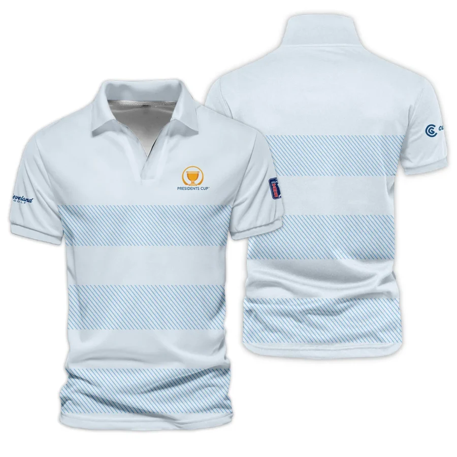 V-neck Polo Shirt Cleveland Golf Presidents Cup Light Blue Background Line Blue HOPDC120724A01CLEZVPL