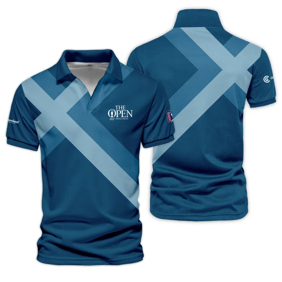 Special Release Cleveland Golf 152nd Open Championship Slightly Desaturated Blue Background Vneck Polo Shirt All Over Prints  HOTOP080724A01CLEZVPL