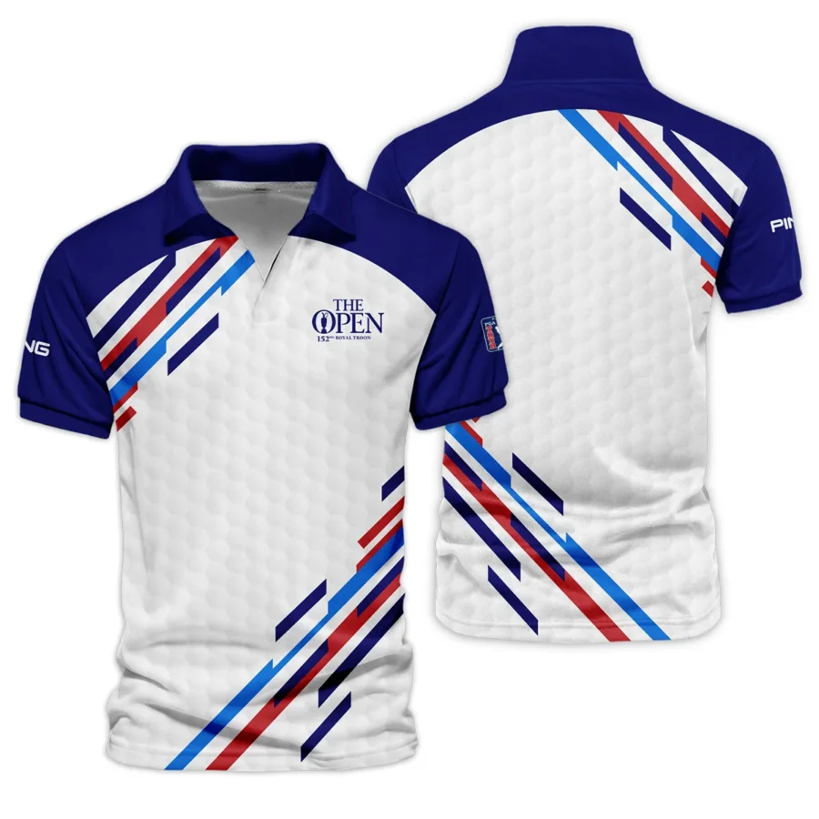 Special Release Ping 152nd Open Championship Blue Red Straight Line White Background Vneck Polo Shirt All Over Prints  HOTOP090724A01PIZVPL