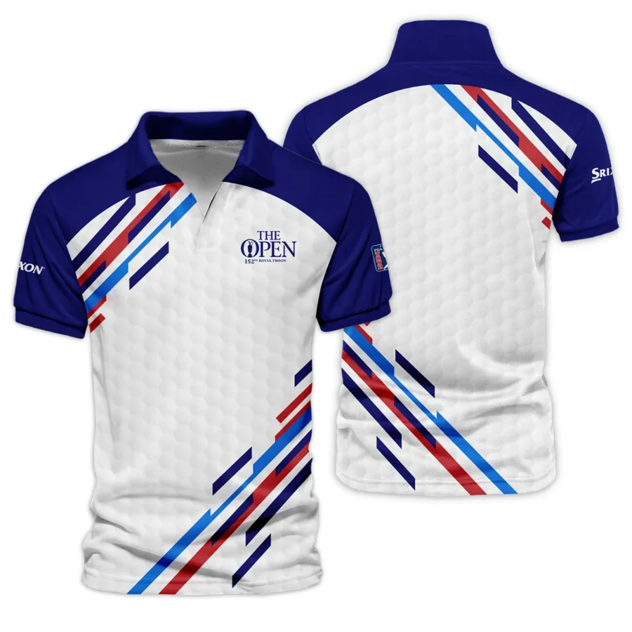 Special Release Srixon 152nd Open Championship Blue Red Straight Line White Background Vneck Polo Shirt All Over Prints  HOTOP090724A01SRIZVPL