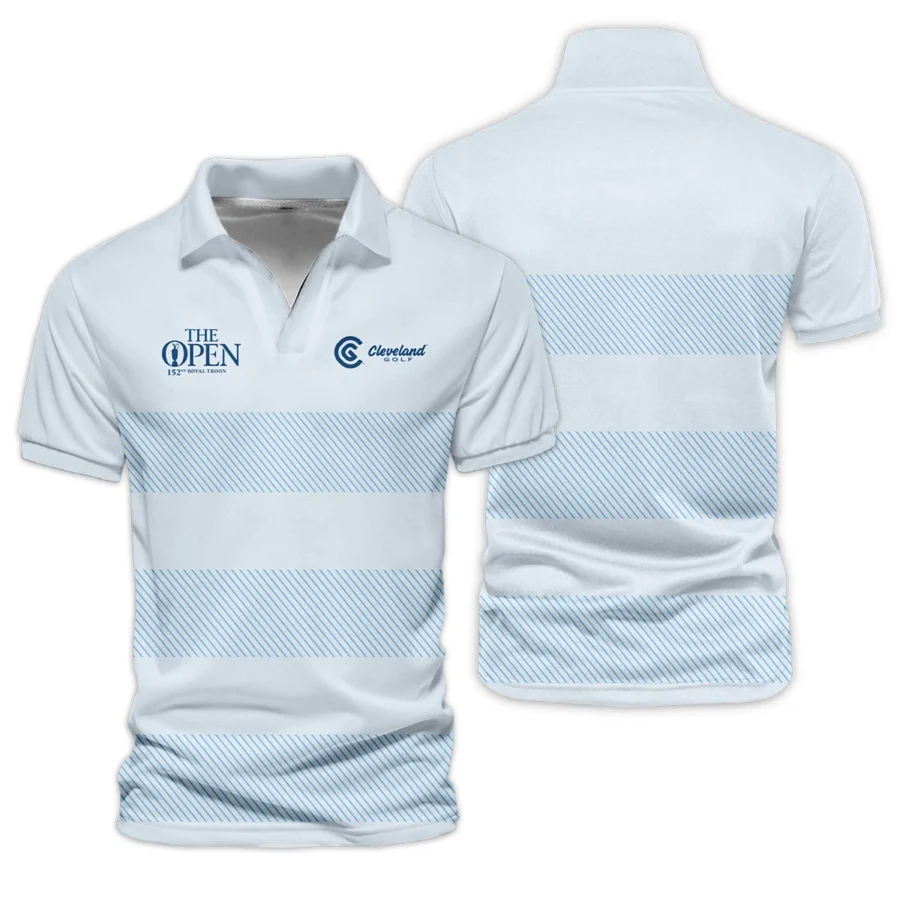 Special Release Cleveland Golf 152nd Open Championship Light Blue Background Line Pattern Vneck Polo Shirt All Over Prints  HOTOP100724A01CLEZVPL